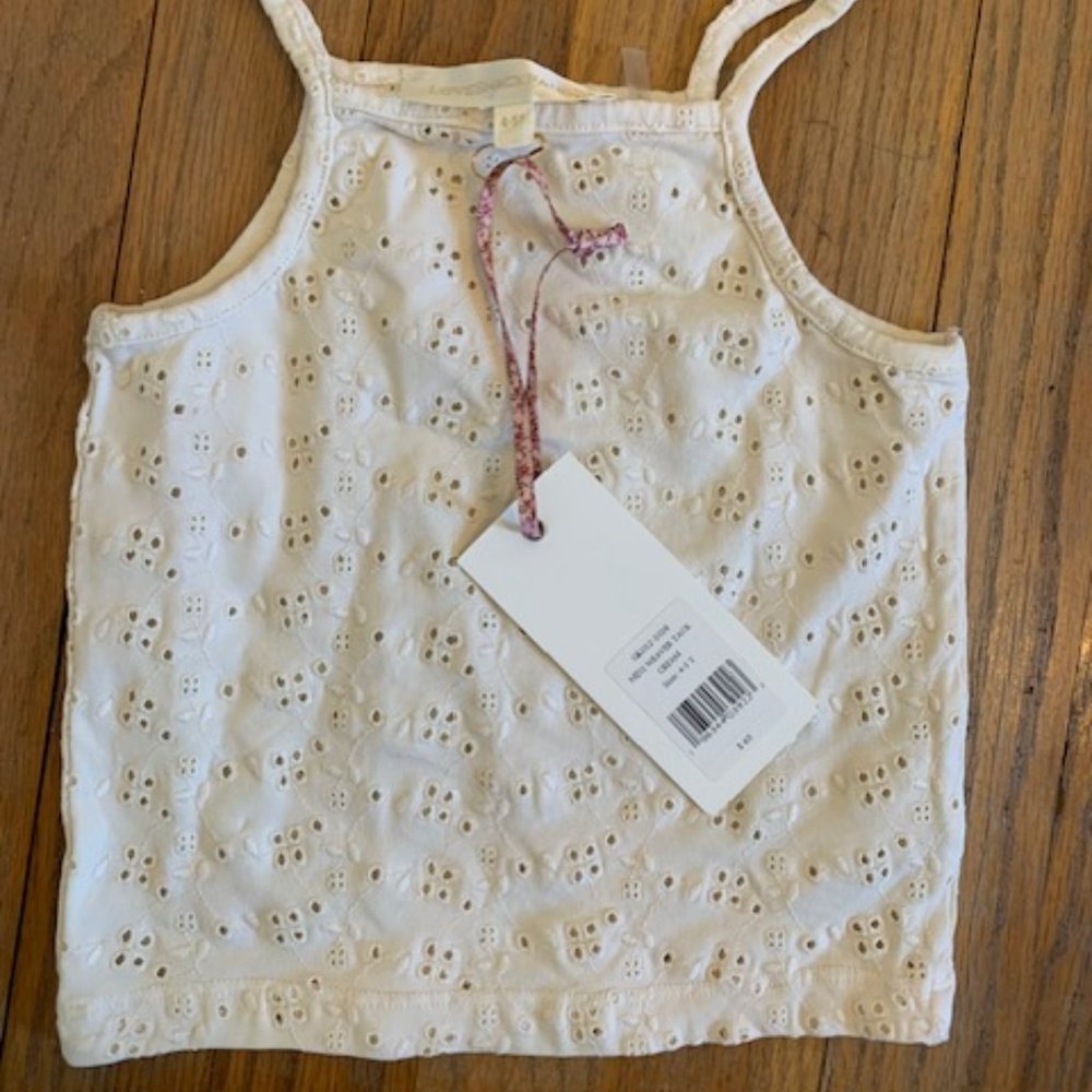 LoveShackFancy Cream Tank 4-5Y